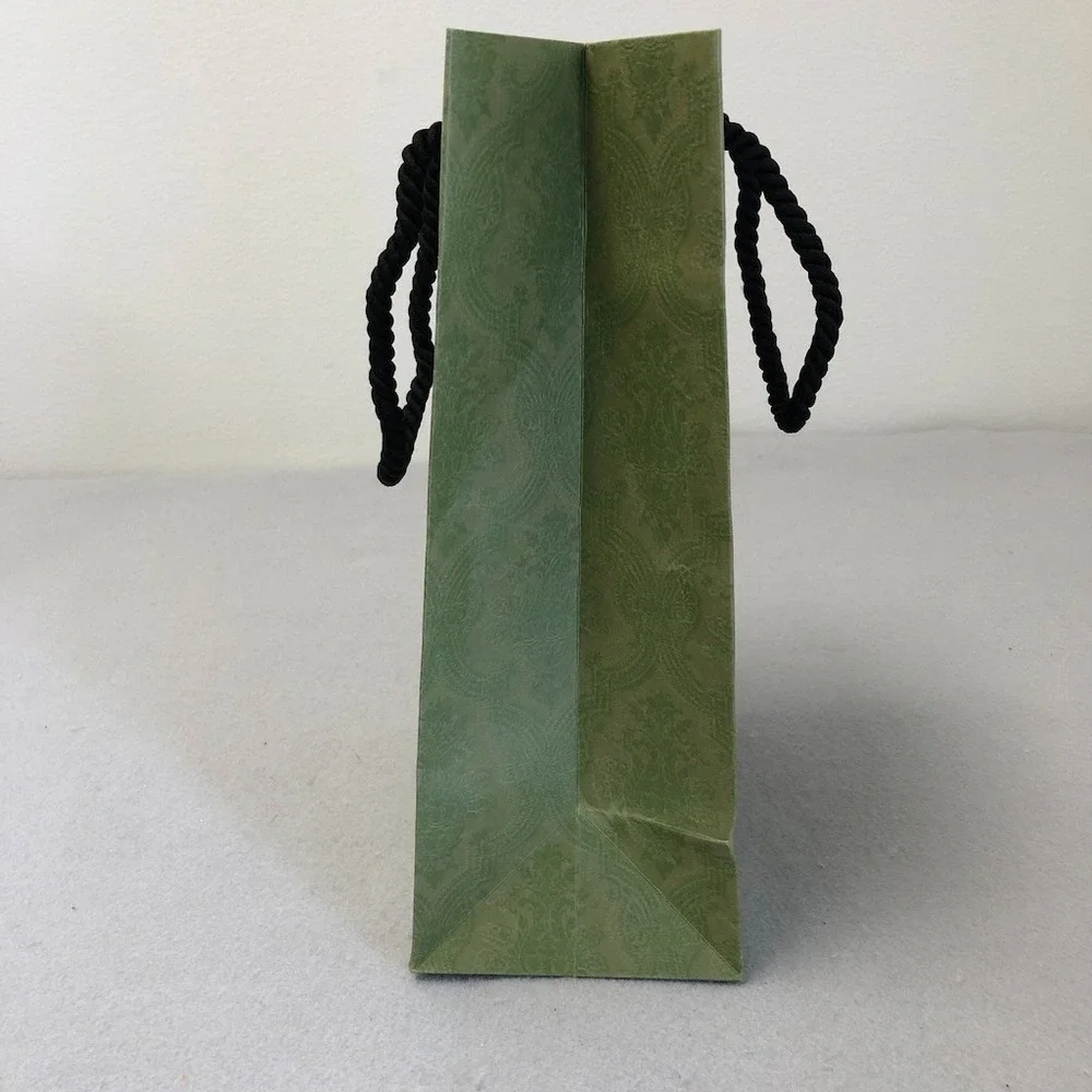 Authentic Gucci Shopping Bag Textured Green Paper Top Handle 11.5x6.5x4.25 Small